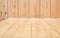 Empty wood plank room with corner, texture background