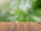 Empty wood surface with backdrop blurred nature background, product display