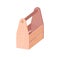 Empty wooden box with handle for storage. Small wood container from planks. Rectangular plywood package. Colored flat