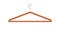 Empty wooden clothes hanger icon. Wood accessory for hanging top garment, storing apparel in wardrobe. Storage rack of