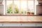 Empty wooden countertop in a modern kitchen setting