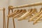 Empty wooden hangers for clothes