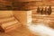 Empty wooden interior of Russian sauna