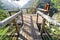 Empty wooden lookout in forest