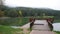 Empty wooden pier with clouds static shot