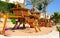 Empty Wooden playground for children in hotel resort in Egipt, Sinai