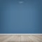 Empty wooden room space with blue concrete wall background. Vector.