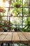 Empty wooden table against blurred kitchen bench background for interior design inspiration