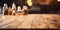 Empty Wooden Table in a Pub modern, beauty background.