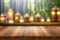 Empty wooden table top for product display with blurred luxury spa