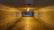 empty yellow underpass with glowing lamps