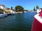 Empuriabrava, Spain - June 23, 2022: Beautiful channels with beautiful boats at the largest residential marina of Europe