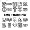 Ems Training Device Collection Icons Set Vector