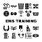 Ems Training Device Collection Icons Set Vector