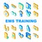 Ems Training Device Collection Icons Set Vector