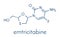 Emtricitabine HIV treatment drug molecule. Skeletal formula.
