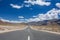 Emty road vanishing into HImalayas mountains in Ladakh