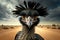 Emu striking victorious pose. Generative AI