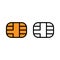 EMV chip icon for bank plastic credit or debit charge card. Vector line symbol illustration set. Simple style and isolated on a bl