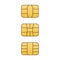 EMV gold chip icon set. Vector symbol illustration for credit and debit card or SIM card.