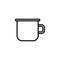 Enamel mug vector icon. Cute metal drinking cup. line art