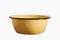 Enameled bowl of yellow color isolated on a white background