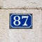 Enameled house number 87