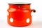 Enameled kitchen cookware isolated.