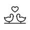 Enamored birds icon. Symbol Valentine`s day on white background