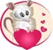 Enamored cute possum vector illustration
