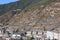 Encamp town in the Valira d`Orient river valley at the foot of Grandvalira resort in Andorra in Pyrenees mountains range in winter