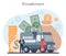 Encashment concept. Armored cash truck security. Money collecting