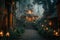 Enchanted Abode, A Mystical Dwelling Embraced by Candlelight in the Heart of Pristine Woodlands