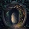 enchanted archway leading to a mysterious realm, fantasy art, AI generation