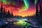 Enchanted Aurora: spellbinding panorama showcasing the ethereal beauty of the Northern Lights dancing across the night sky