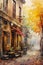 Enchanted Autumn: A Masterful Cityscape on a Large Canvas with P