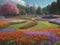 Enchanted Bloomscape, Cinematic Flower Garden Wallpaper in Vibrant Colors