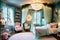 Enchanted Child\\\'s Bedroom: Canopy Bed Draped in Twinkling Fairy Lights, Walls Adorned with Murals of Whimsy