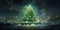 Enchanted Christmas Eve with Luminous Tree and Snowfall. Generative ai