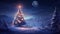 Enchanted Christmas Night: Magical Scene with Illuminated Christmas Tree