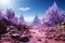 Enchanted Crystal Desert Landscape. Radiant Crystalline Desert Symphony. Generative AI