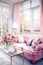 Enchanted Dreams - A Pink Couch in a Sunlit Living Room