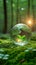 Enchanted ecology Crystal ball in a green forest embodies environmental sustainability