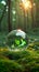 Enchanted ecology Crystal ball in a green forest embodies environmental sustainability