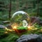 Enchanted ecology Crystal ball in a green forest embodies environmental sustainability