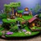 An enchanted fairy garden with fairy houses, miniature bridges, and twinkling fairy lights3, Generative AI