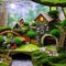 An enchanted fairy garden with fairy houses, miniature bridges, and twinkling fairy lights4, Generative AI