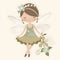 Enchanted floral enchantment, vibrant illustration of cute fairies with enchanted wings and flower-inspired magic