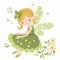 Enchanted floral fantasy, charming clipart of a colorful fairy with cute wings and dreamy flower elements