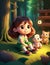 Enchanted Forest 3D Animation: Adorable Little Gir - AI Generated